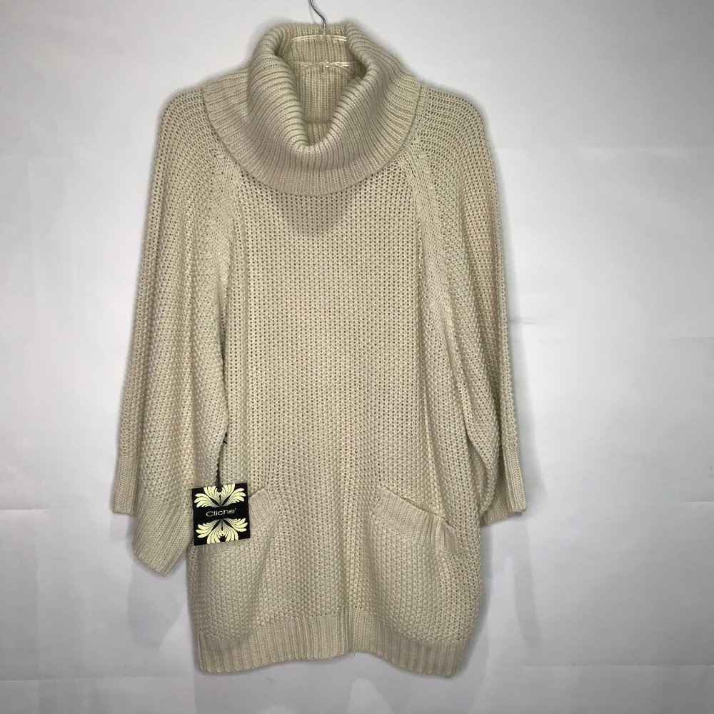Cliché Couture Cowl Neck Turtleneck Sweater Lg